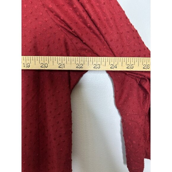 Rose + Olive Women’s Top Plus Red 3/4 Ruffle Sleeve Dots Relaxed Size 1X - Picture 10 of 12